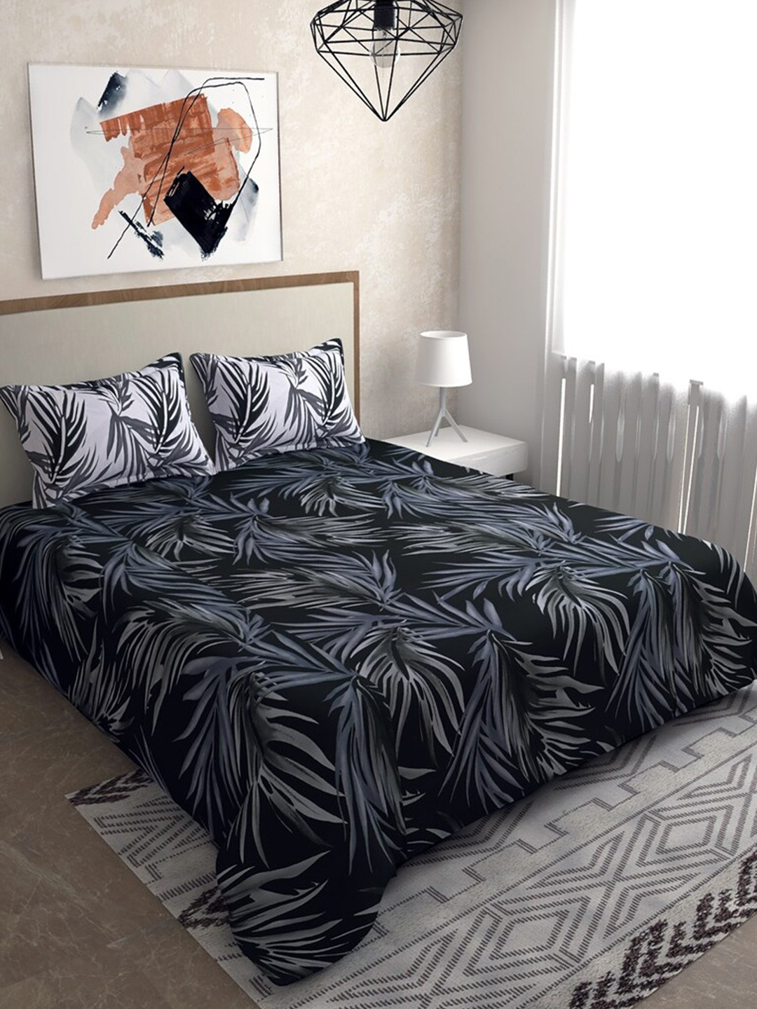 Salona Bichona Black & Grey Floral 144 TC Pure Cotton Queen Bedsheet with 2 Pillow Covers
Salona Bichona Black & Grey Floral 144 TC Pure Cotton Queen Bedsheet with 2 Pillow Covers