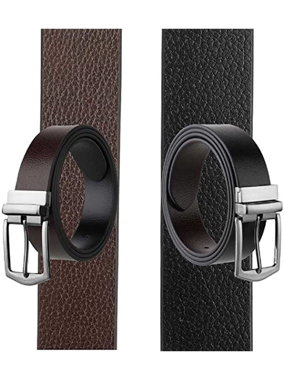 KAEZRI Men Brown & Black Textured Leather Formal Belt