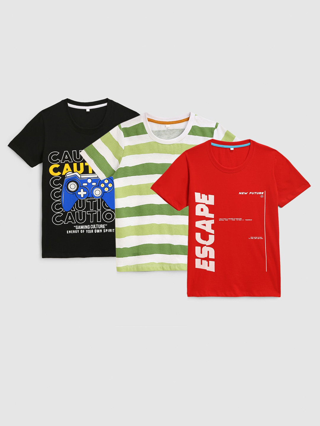 KIDSCRAFT Boys Multicoloured Pack of 3 Typography Printed Cotton T-shirt, Multi
KIDSCRAFT Boys Multicoloured Pack of 3 Typography Printed Cotton T-shirt, Multi