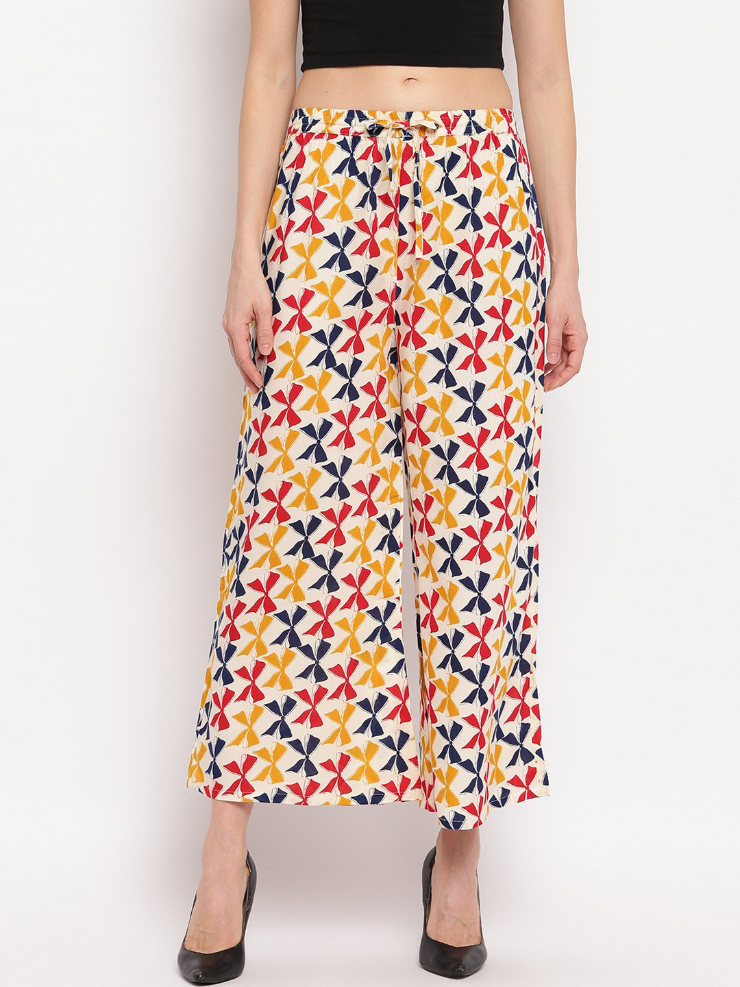 Aawari Women Multicoloured Floral Printed High-Rise Trousers, Multi 
Aawari Women Multicoloured Floral Printed High-Rise Trousers, Multi