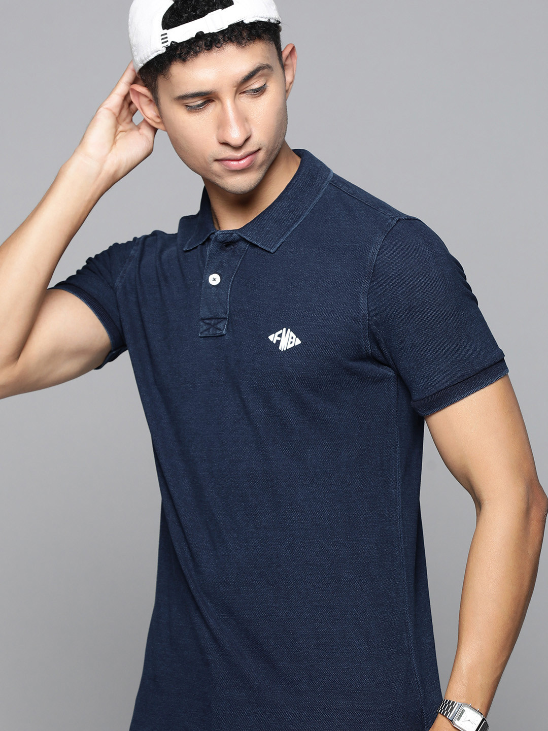 Flying Machine Men Navy Blue Brand Logo Printed Pure Cotton Polo Collar Slim Fit T-shirt
Flying Machine Men Navy Blue Brand Logo Printed Pure Cotton Polo Collar Slim Fit T-shirt