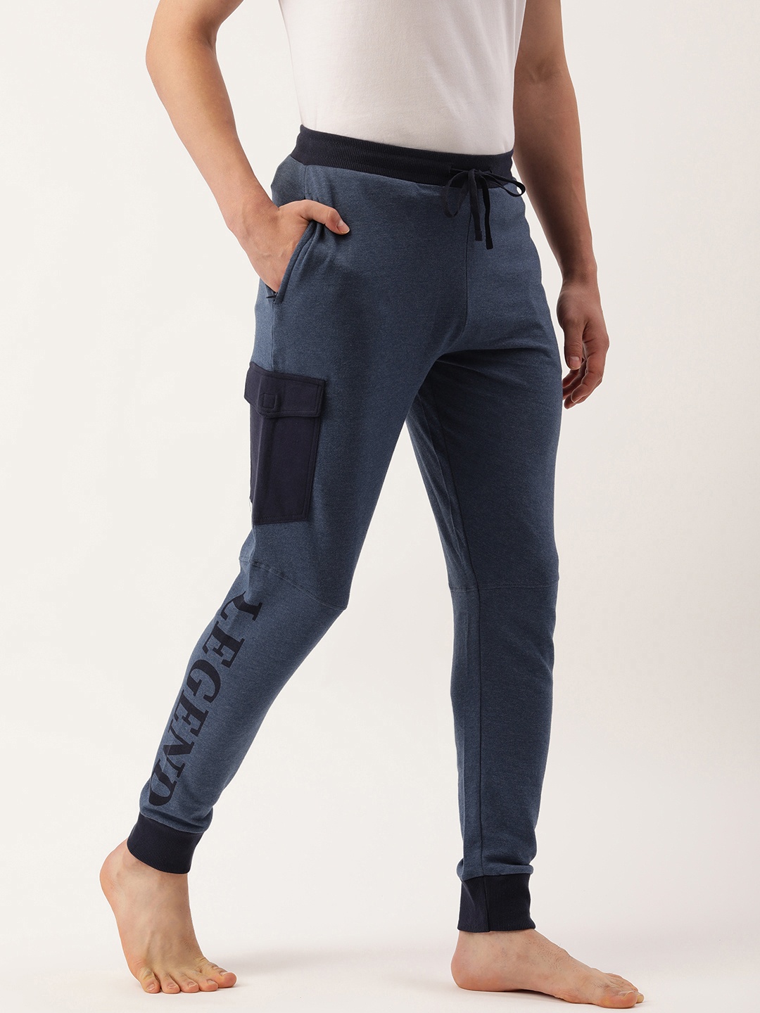 Chromozome Men Blue Typography Printed Lounge Pants
