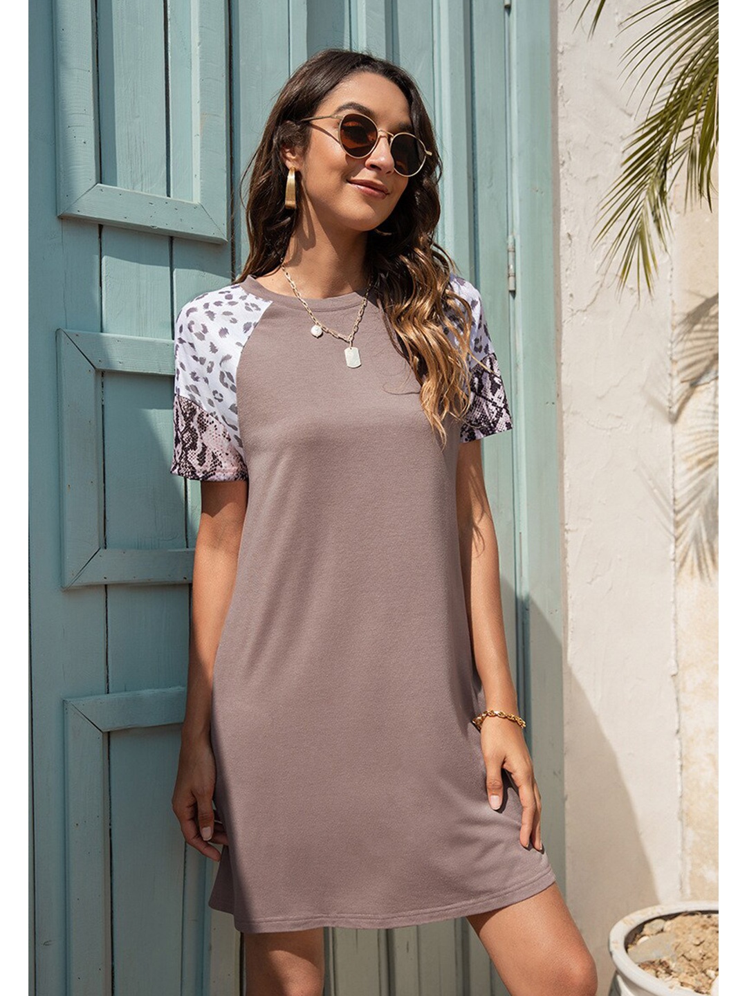 BoStreet Beige Solid Shift Dress