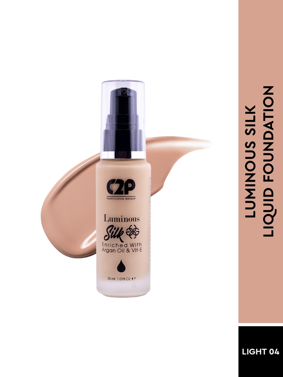 C2P PROFESSIONAL MAKEUP Luminous Silk Liquid Foundation with Argan Oil - Light 04, Beige
C2P PROFESSIONAL MAKEUP Luminous Silk Liquid Foundation with Argan Oil - Light 04, Beige