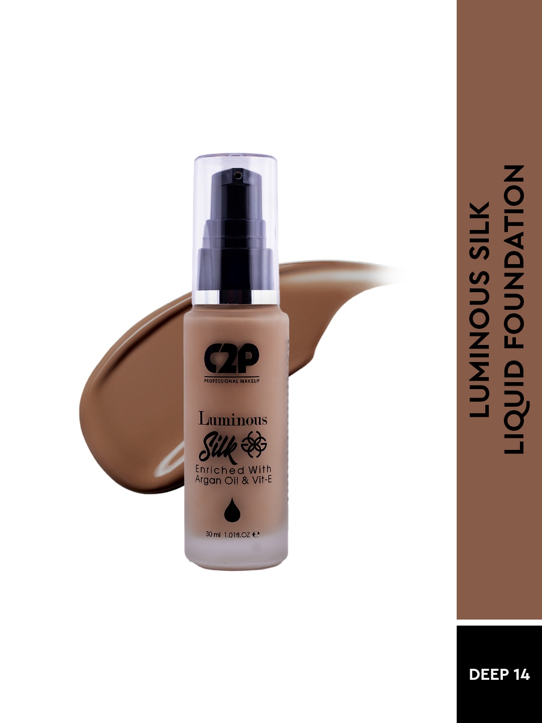 C2P PROFESSIONAL MAKEUP Luminous Silk Liquid Foundation with Argan Oil - Deep 14, Brown
C2P PROFESSIONAL MAKEUP Luminous Silk Liquid Foundation with Argan Oil - Deep 14, Brown