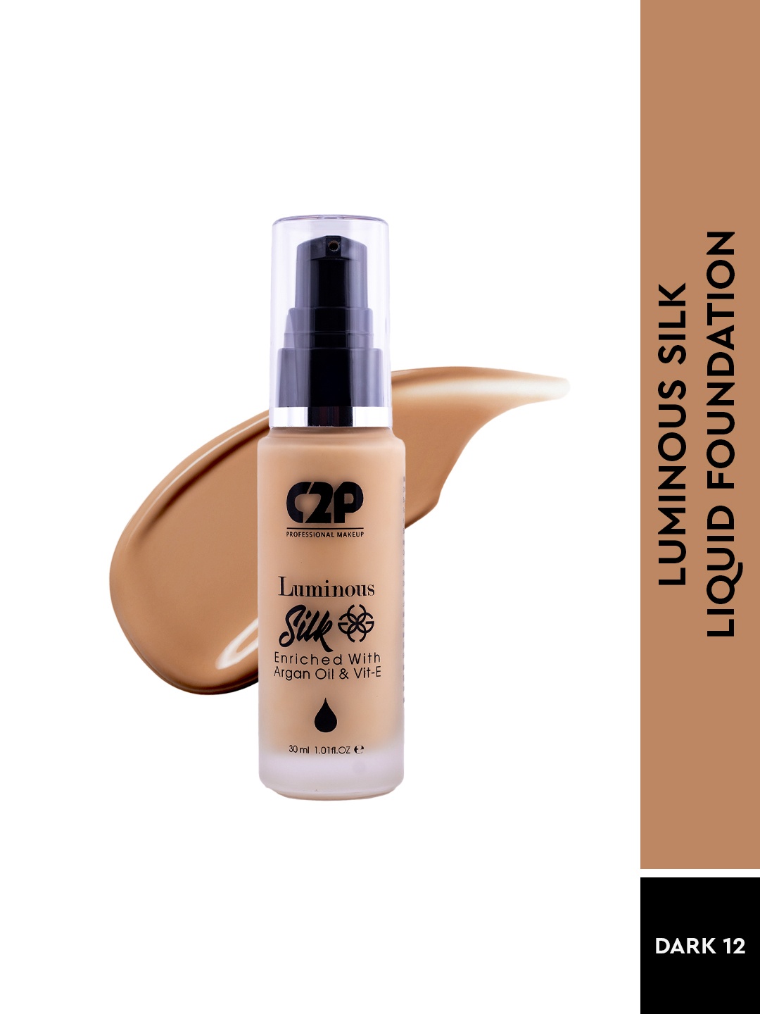 C2P PROFESSIONAL MAKEUP Luminous Silk Liquid Foundation with Argan Oil - Dark 12, Beige
C2P PROFESSIONAL MAKEUP Luminous Silk Liquid Foundation with Argan Oil - Dark 12, Beige