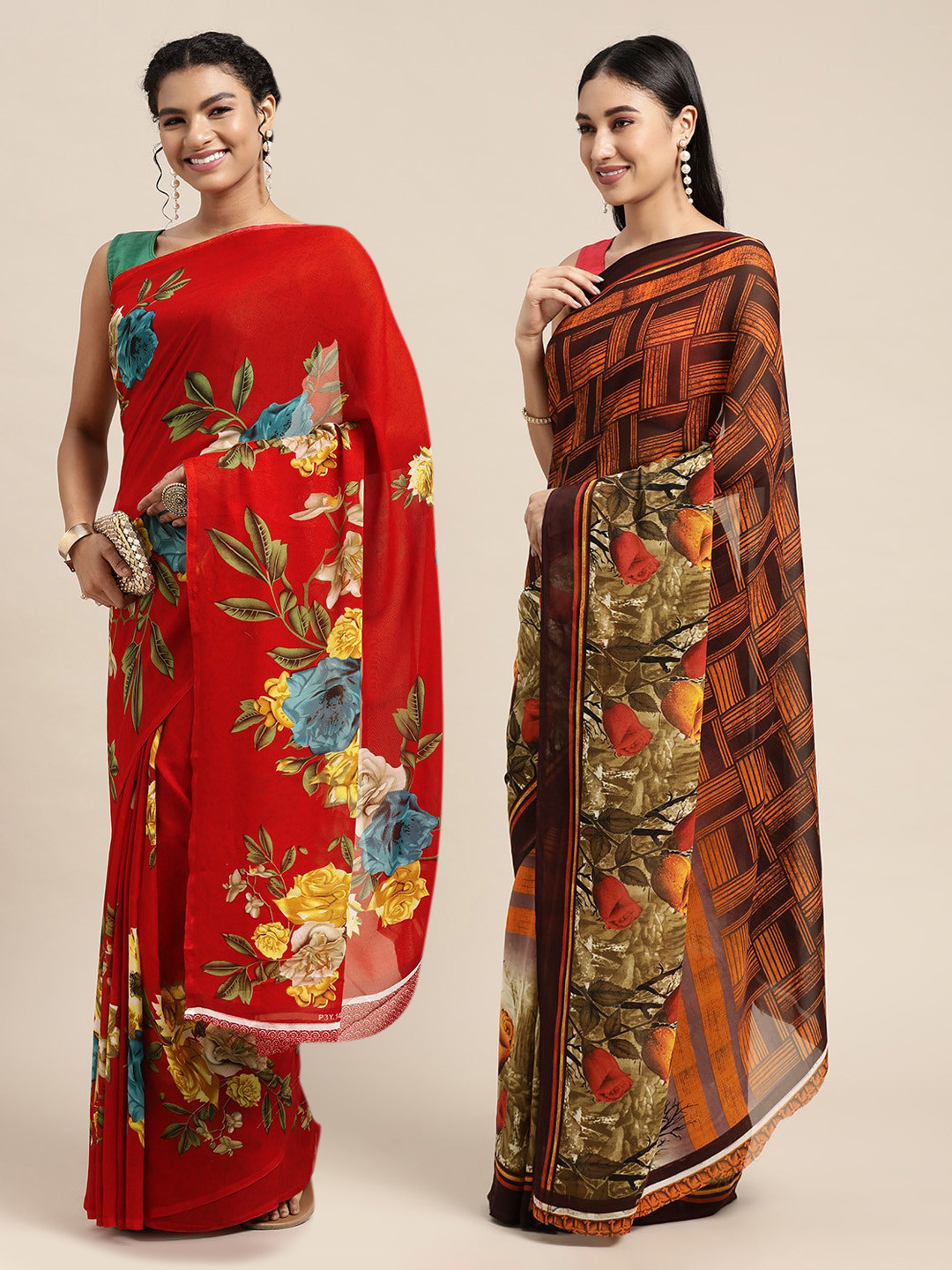 KALINI Red & Orange Printed Pure Georgette Saree
KALINI Red & Orange Printed Pure Georgette Saree