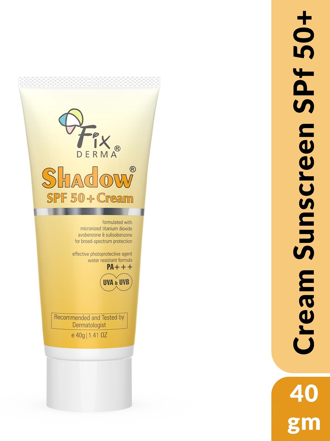 FIXDERMA Shadow Sunscreen SPF 50+ Cream For Dry Skin with PA+++ Protection - 40g, White
FIXDERMA Shadow Sunscreen SPF 50+ Cream For Dry Skin with PA+++ Protection - 40g, White