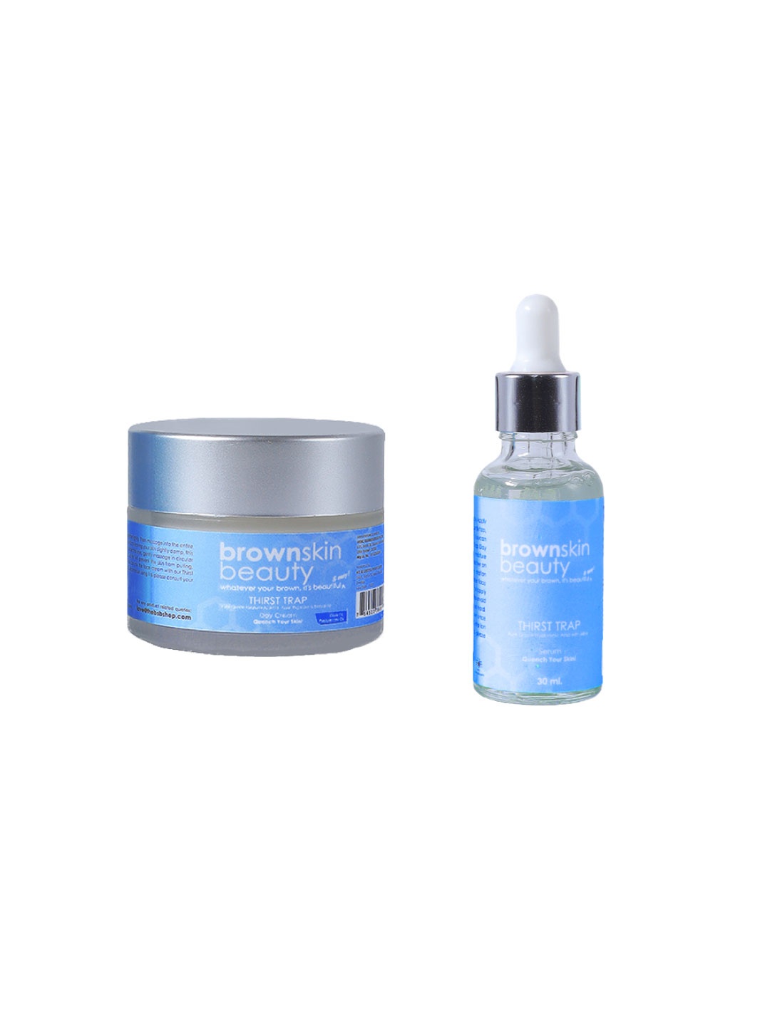 brownskin beauty Thirst Trap Skin Care Combo - Face Serum 30ml & Day Cream 50ml, Blue
brownskin beauty Thirst Trap Skin Care Combo - Face Serum 30ml & Day Cream 50ml, Blue
