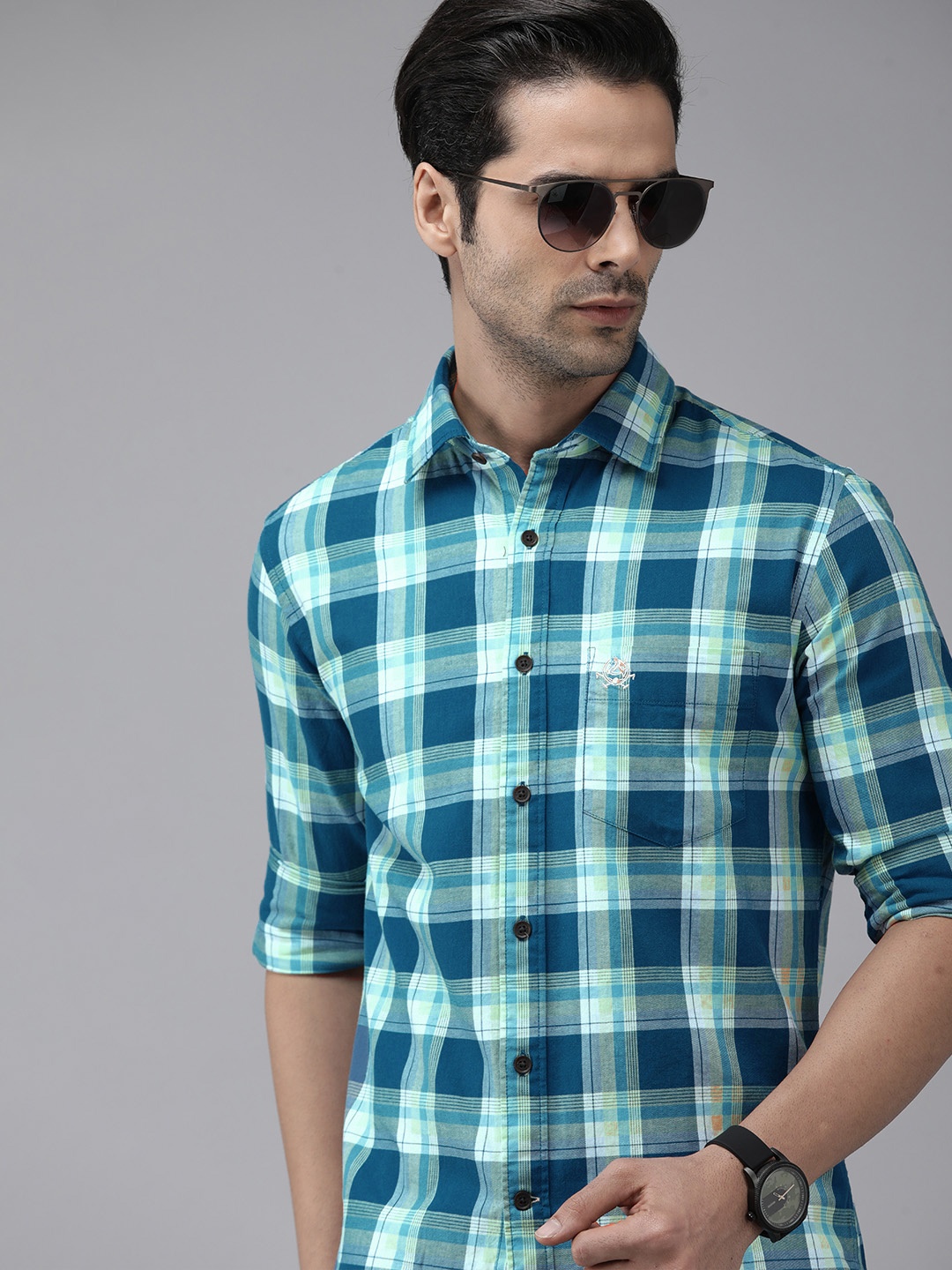 U.S. Polo Assn. Men Teal Blue & Green Tartan Checked Tailored Fit Cotton Casual Shirt
U.S. Polo Assn. Men Teal Blue & Green Tartan Checked Tailored Fit Cotton Casual Shirt