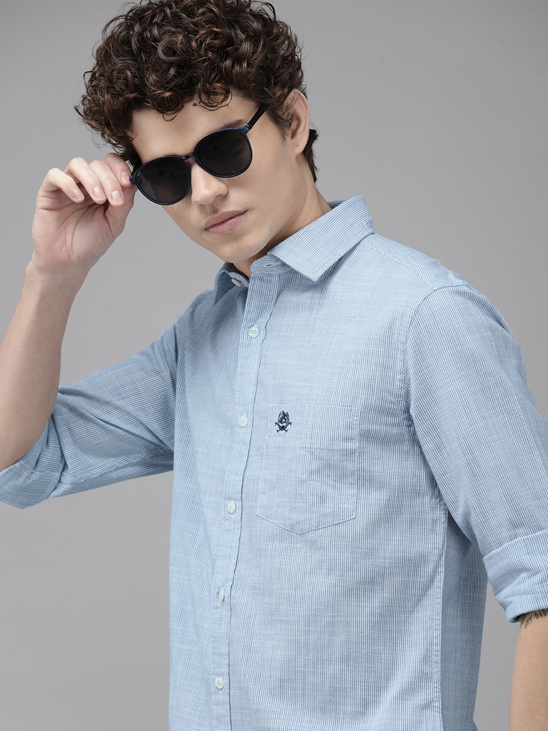 U S Polo Assn Men Blue & White Tailored Fit Pinstripes Striped Pure Cotton Casual Shirt
U S Polo Assn Men Blue & White Tailored Fit Pinstripes Striped Pure Cotton Casual Shirt