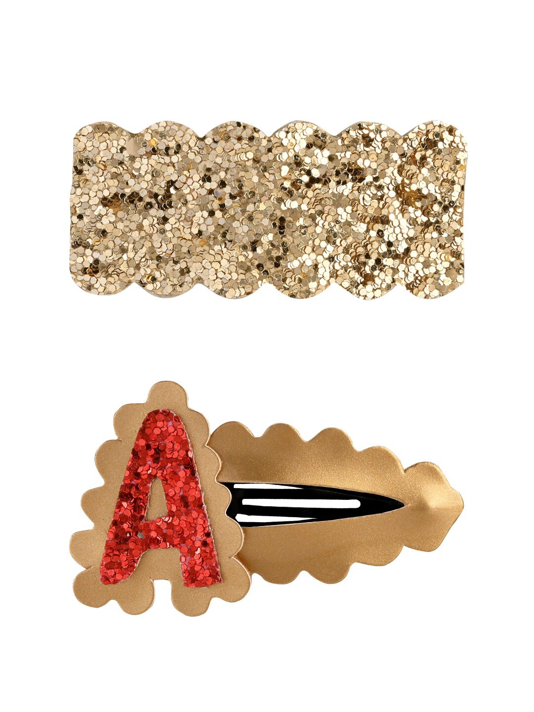 Aye Candy Girls Gold-Toned & Red Set of 2 Tic Tac Hair Clip