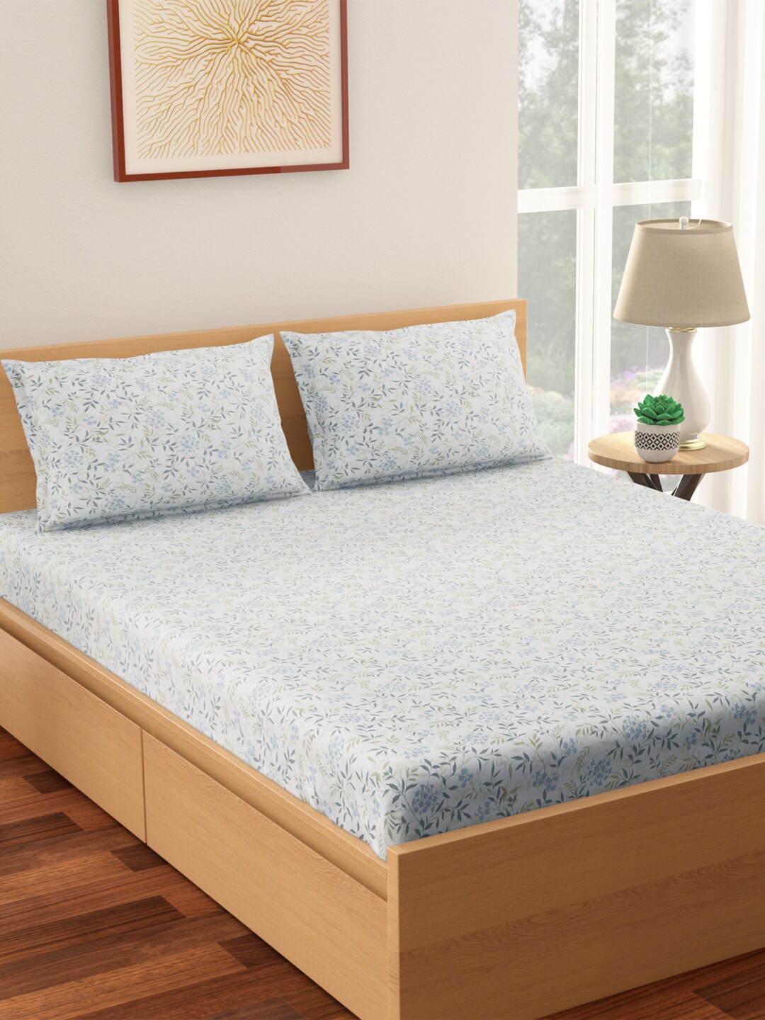 Living scapes by Pantaloons Grey & White Cotton 144 TC Queen Bedsheet & 2 Pillow Covers
Living scapes by Pantaloons Grey & White Cotton 144 TC Queen Bedsheet & 2 Pillow Covers