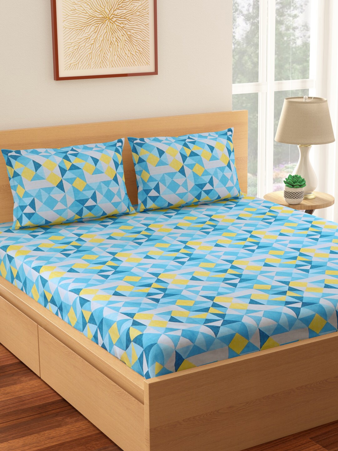Living scapes by Pantaloons Blue & Yellow Pure Cotton 128 TC King Bedsheet 2 Pillow Covers
Living scapes by Pantaloons Blue & Yellow Pure Cotton 128 TC King Bedsheet 2 Pillow Covers