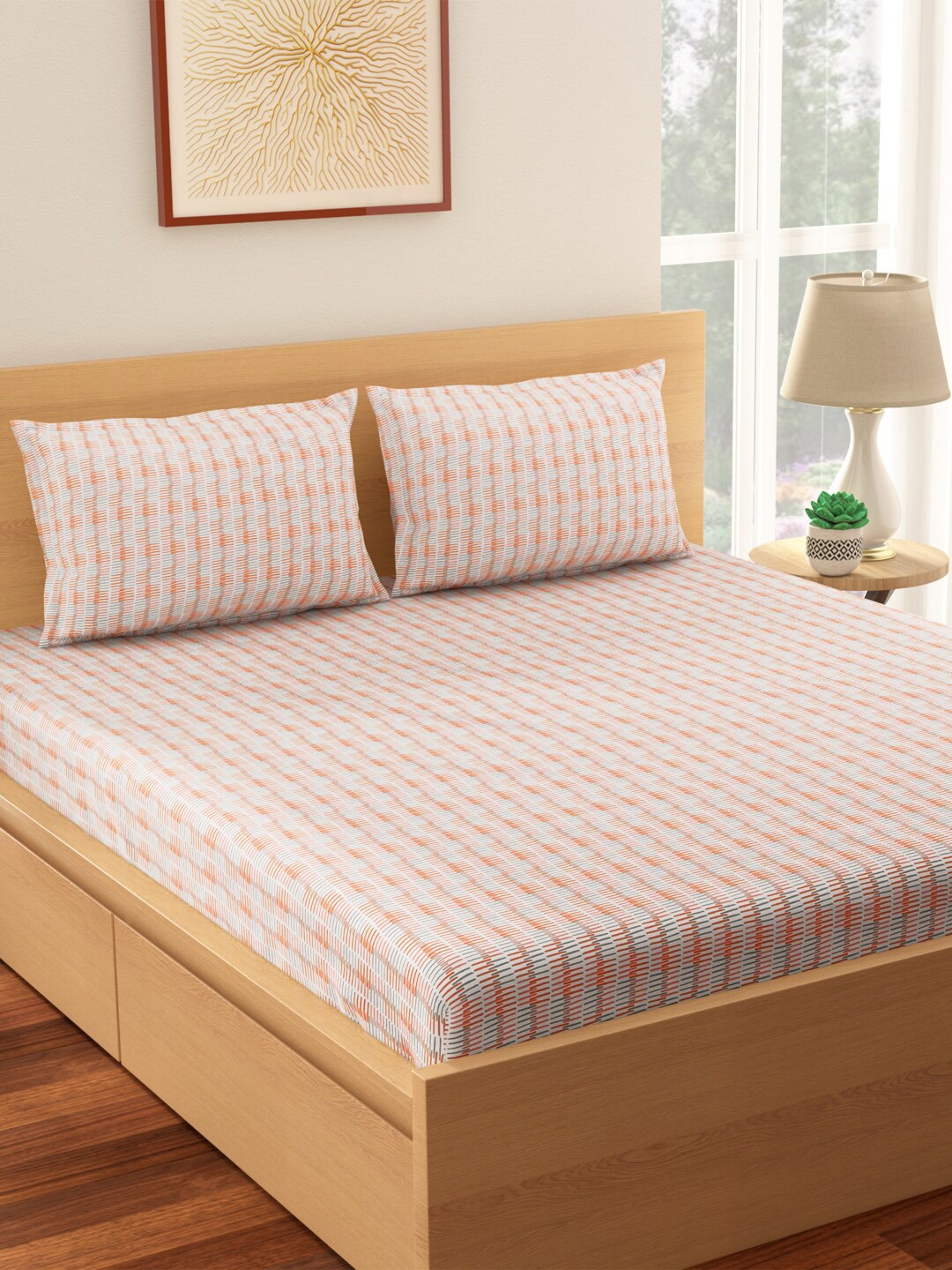 Living scapes by Pantaloons Orange & Blue Pure Cotton 144 TC King Bedsheet 2 Pillow Covers
Living scapes by Pantaloons Orange & Blue Pure Cotton 144 TC King Bedsheet 2 Pillow Covers