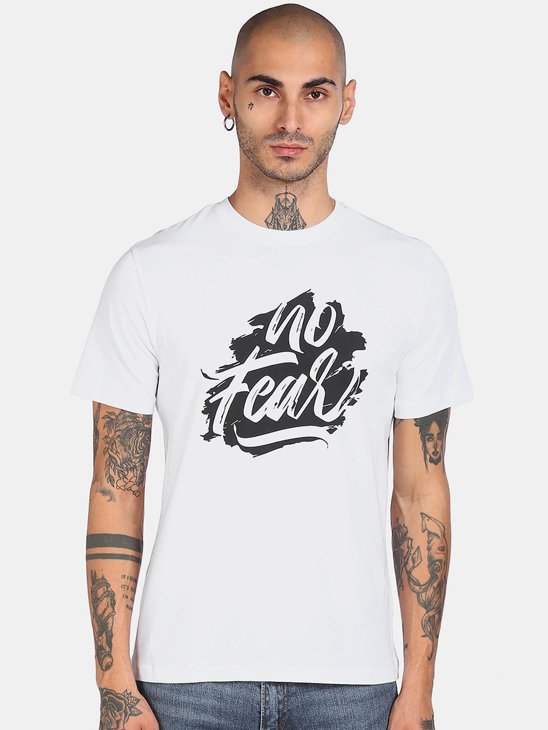 Colt Men White Typography Printed Cotton T-shirt