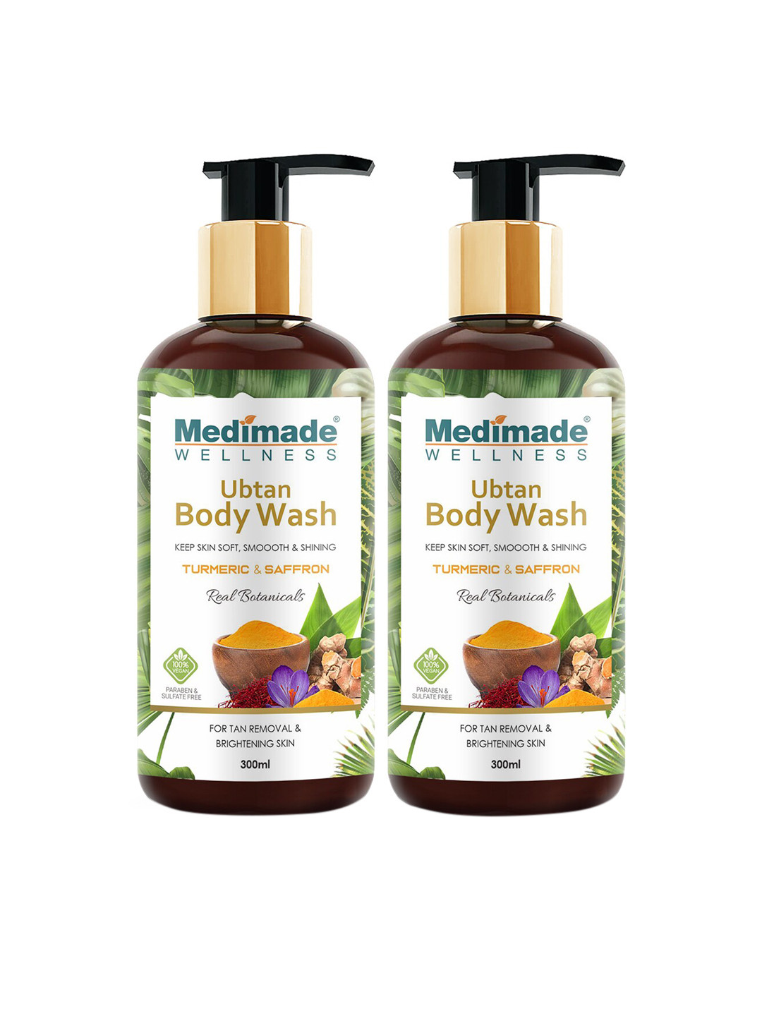 Medimade Set of 2 Turmeric & Saffron Ubtan Body Wash for Tan Removal - 300 ml Each, White
Medimade Set of 2 Turmeric & Saffron Ubtan Body Wash for Tan Removal - 300 ml Each, White