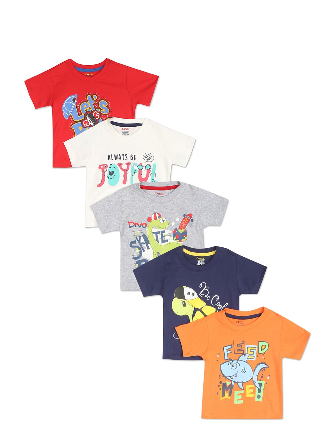 Donuts Boys Blue & Grey 5 Printed T-shirt
