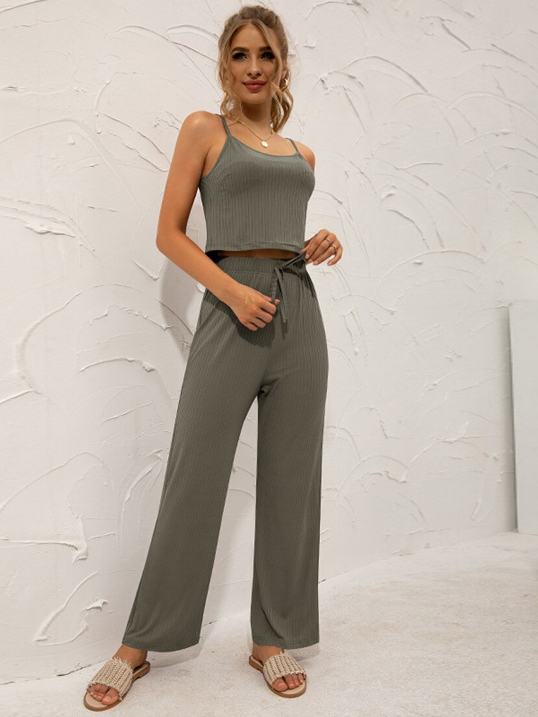 BoStreet Women Charcoal Grey Solid Co-ords Set
