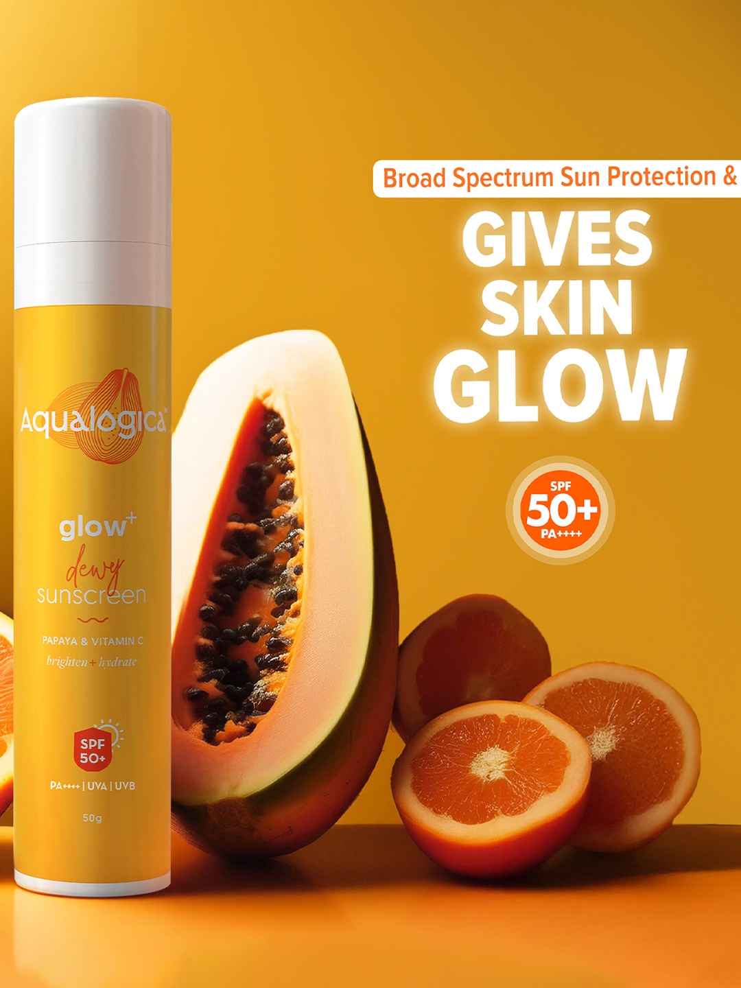 Aqualogica Glow+ Dewy SPF 50 PA+++ Sunscreen With UVA/B & Blue Light Protection - 50 g, Yellow
Aqualogica Glow+ Dewy SPF 50 PA+++ Sunscreen With UVA/B & Blue Light Protection - 50 g, Yellow