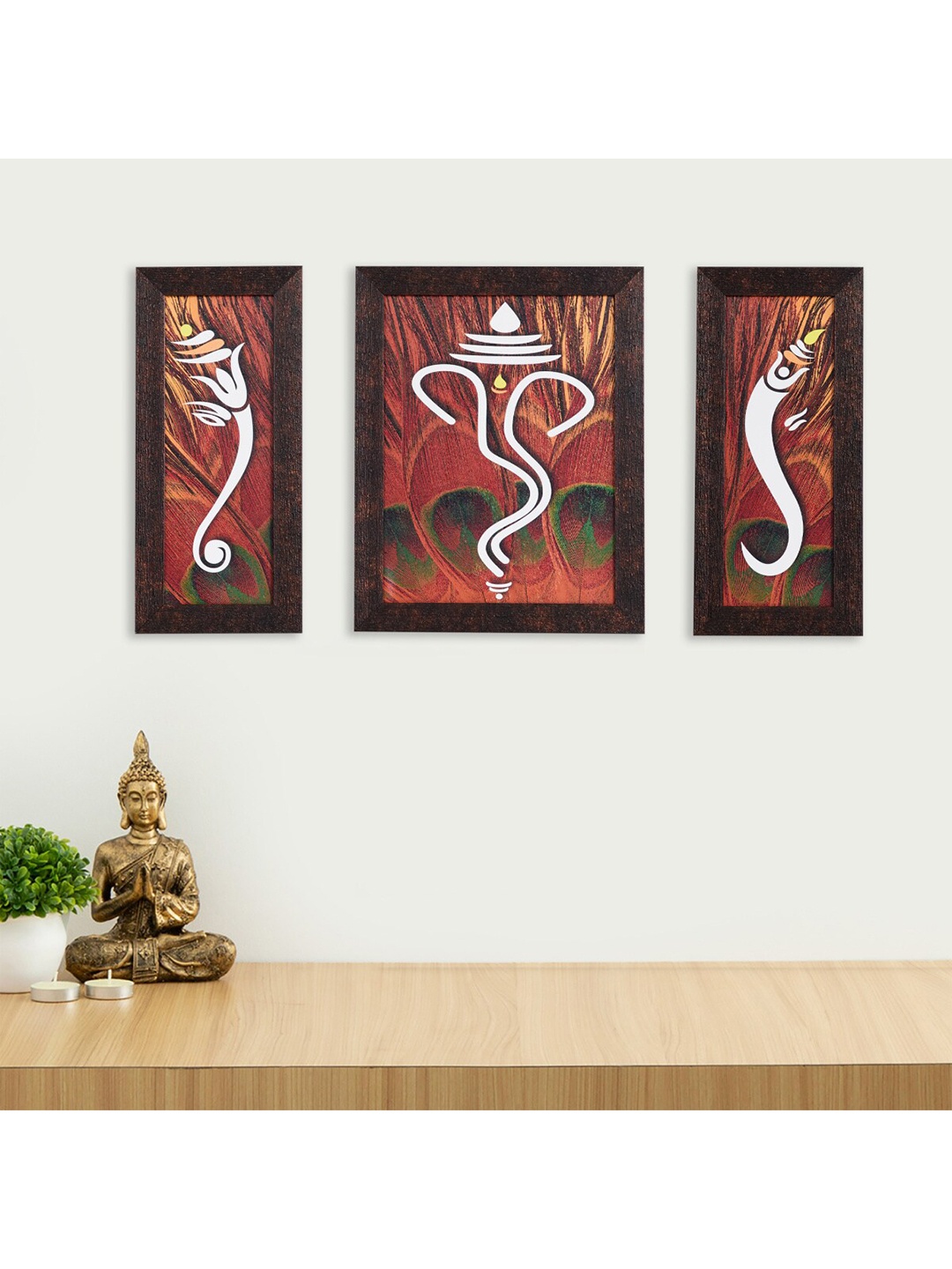 Home Centre Set of 3 Red & White Art Picture Frames
