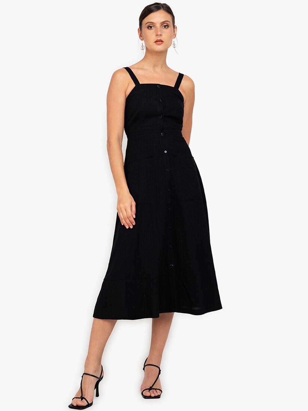 ZALORA WORK Women Black Fit & Flared Dress