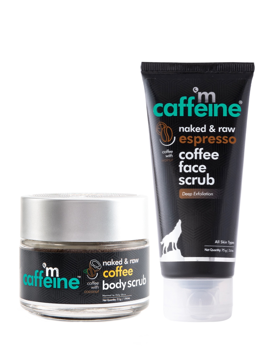 MCaffeine Body & Face Exfoliation Duo with Coffee Body Scrub 55g & Espresso Face Scrub 75g, Black
MCaffeine Body & Face Exfoliation Duo with Coffee Body Scrub 55g & Espresso Face Scrub 75g, Black