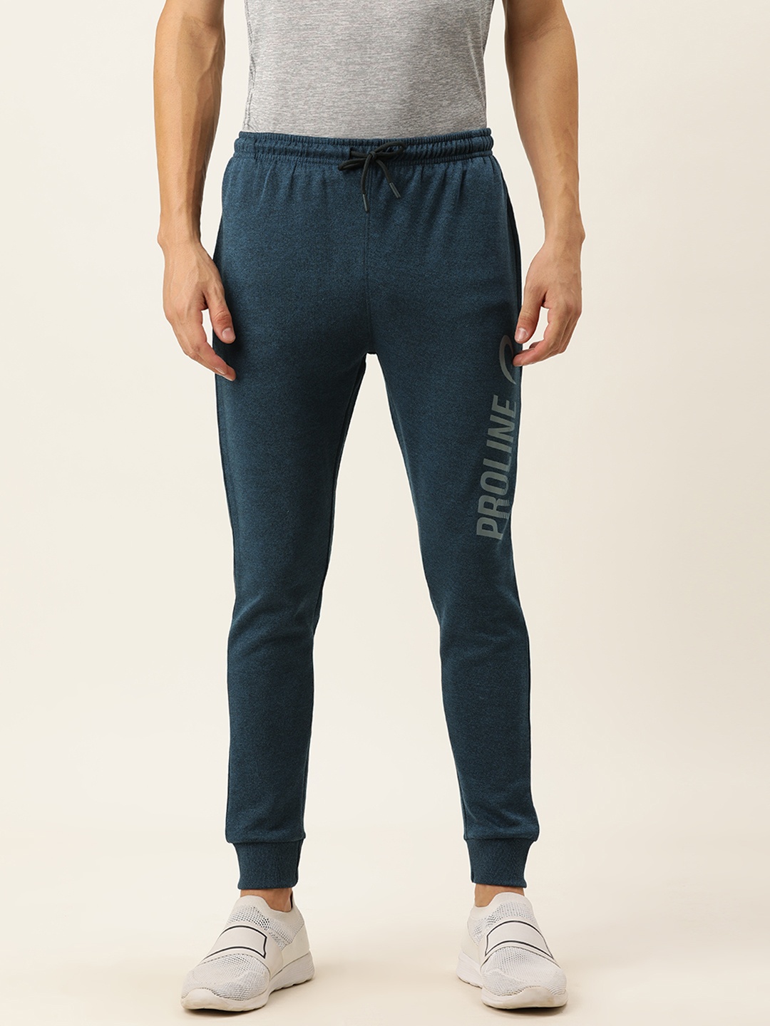 Proline Active Men Teal Blue Brand logo Printed Solid Joggers