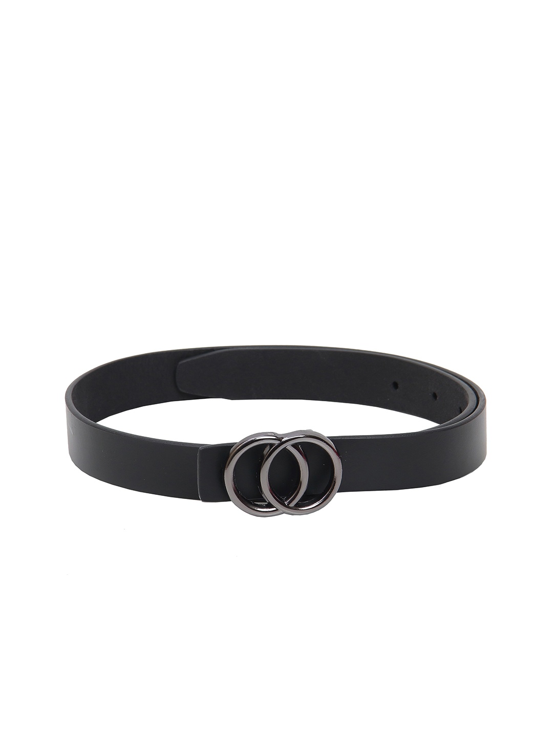 Calvadoss Women Black Solid Leather Belt