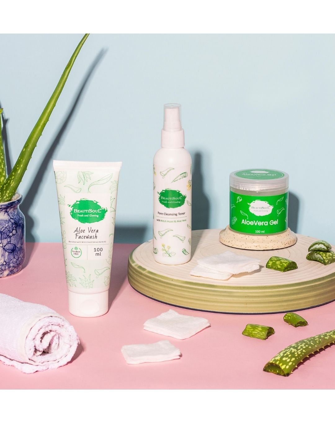 Beautisoul Combo of Aloe Vera Face Wash-Pore Cleansing Toner-Aloe Vera Gel - 100 ml Each, Green
Beautisoul Combo of Aloe Vera Face Wash-Pore Cleansing Toner-Aloe Vera Gel - 100 ml Each, Green