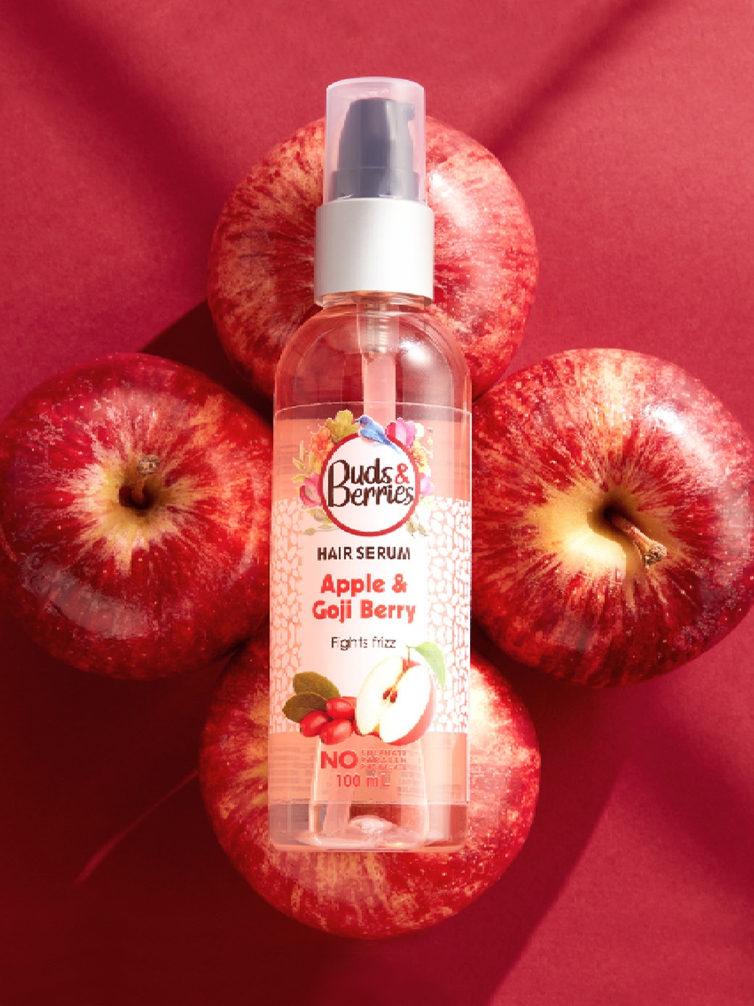 Buds & Berries Apple & Goji Berry Anti-Frizz Hair Serum for Glossy Hair - 100 ml, Pink
Buds & Berries Apple & Goji Berry Anti-Frizz Hair Serum for Glossy Hair - 100 ml, Pink