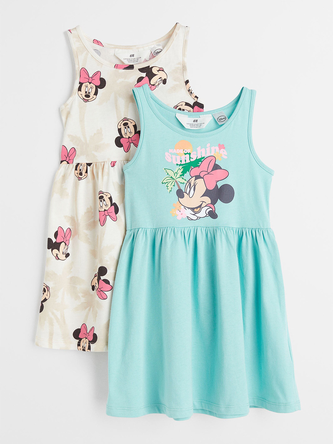H&M Girls Pack of 2 Turquoise Blue & Off White Mickey Mouse Printed Dresses 
H&M Girls Pack of 2 Turquoise Blue & Off White Mickey Mouse Printed Dresses