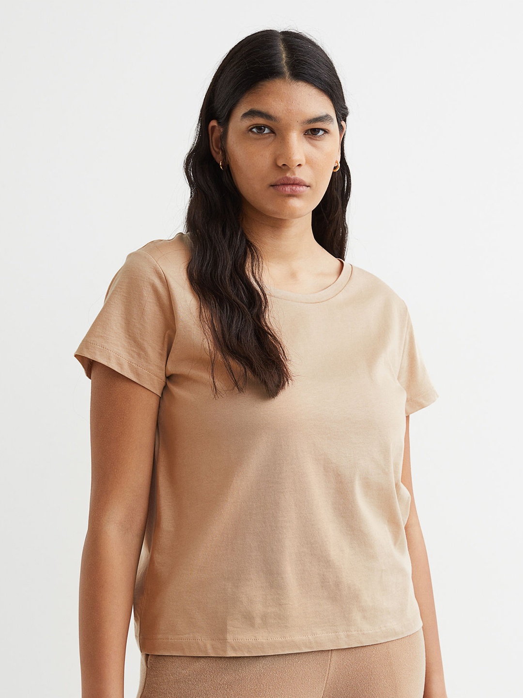 H&M Beige Cotton T-Shirt