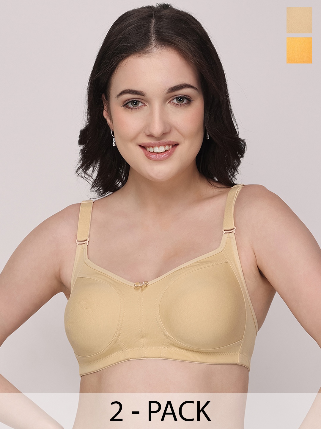 Floret Pack of 2 Non Padded Non-Wired Cotton Full Coverage Everyday Bra With Moulded Cups, Yellow
Floret Pack of 2 Non Padded Non-Wired Cotton Full Coverage Everyday Bra With Moulded Cups, Yellow