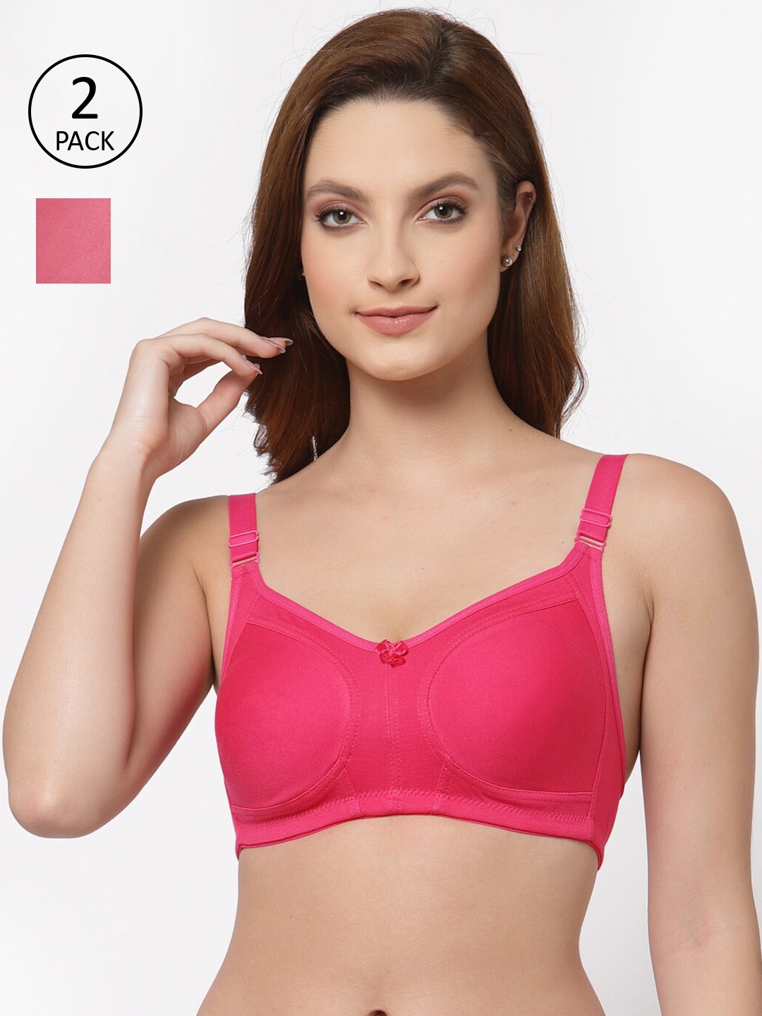 Floret Pack of 2 Non Padded Non-Wired Cotton Full Coverage Everyday Bra With Moulded Cups, Magenta
Floret Pack of 2 Non Padded Non-Wired Cotton Full Coverage Everyday Bra With Moulded Cups, Magenta