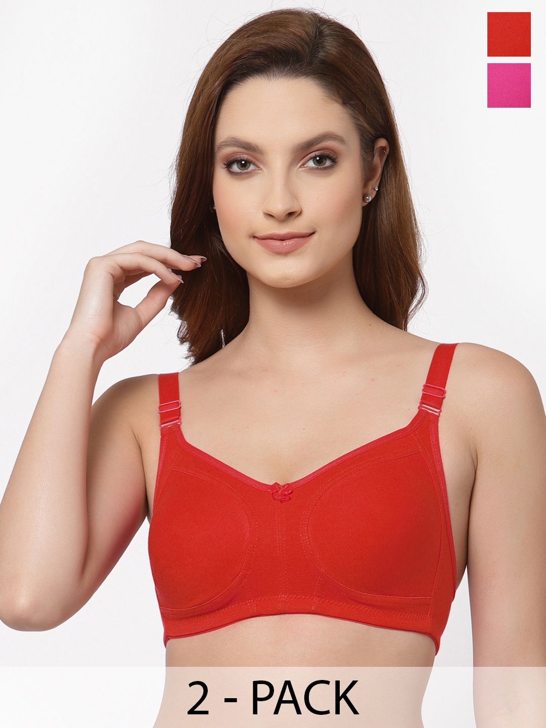 Floret Pack of 2 Non Padded Non-Wired Cotton Full Coverage Everyday Bra With Moulded Cups, Magenta
Floret Pack of 2 Non Padded Non-Wired Cotton Full Coverage Everyday Bra With Moulded Cups, Magenta