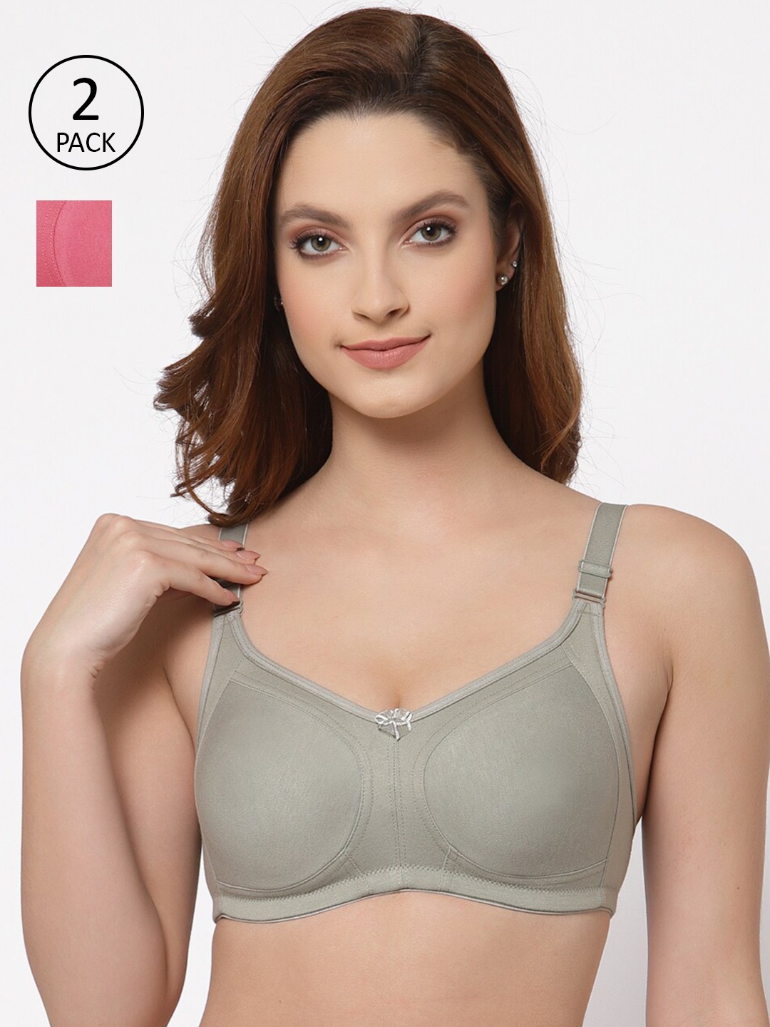 Floret Pack of 2 Non Padded Non-Wired Cotton Full Coverage Everyday Bra With Moulded Cups, Green
Floret Pack of 2 Non Padded Non-Wired Cotton Full Coverage Everyday Bra With Moulded Cups, Green