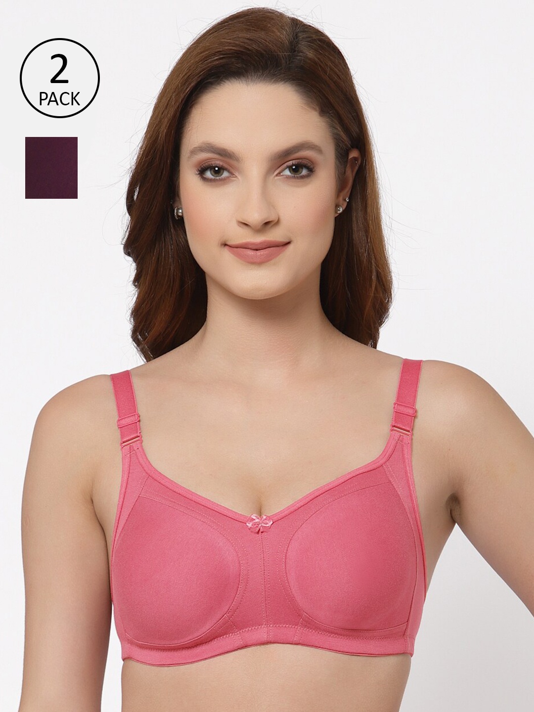 Floret Pack of 2 Non Padded Non-Wired Cotton Full Coverage Everyday Bra With Moulded Cups, Rose
Floret Pack of 2 Non Padded Non-Wired Cotton Full Coverage Everyday Bra With Moulded Cups, Rose