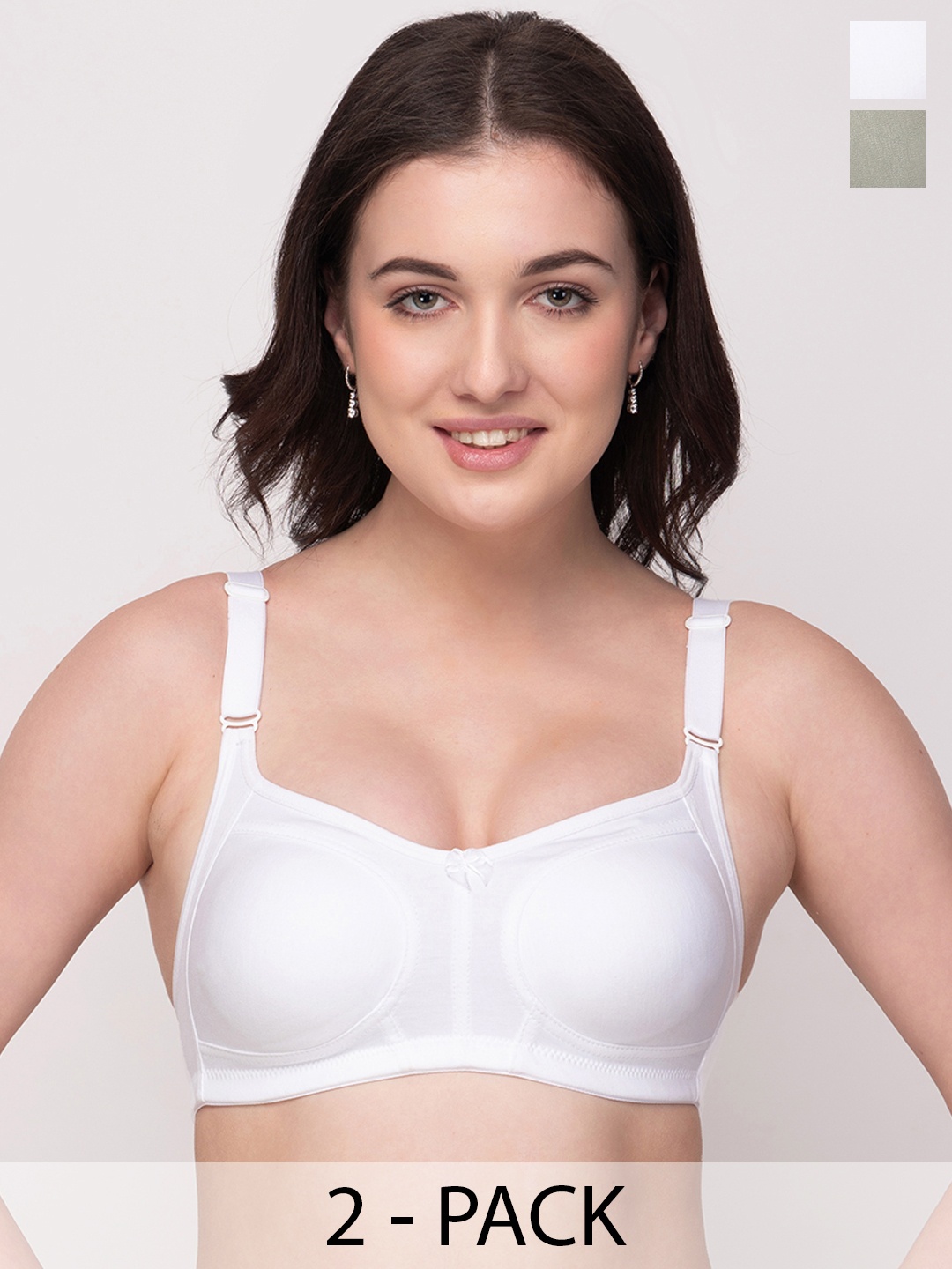Floret Pack of 2 Non Padded Non-Wired Cotton Full Coverage Everyday Bra With Moulded Cups, Grey
Floret Pack of 2 Non Padded Non-Wired Cotton Full Coverage Everyday Bra With Moulded Cups, Grey