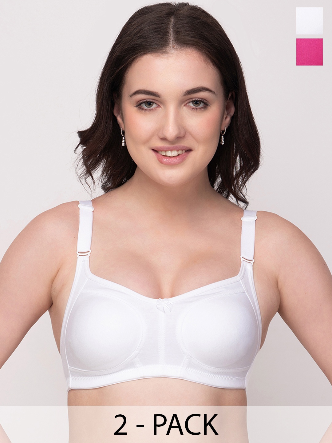 Floret Pack of 2 Non Padded Non-Wired Cotton Full Coverage Everyday Bra With Moulded Cups, Magenta
Floret Pack of 2 Non Padded Non-Wired Cotton Full Coverage Everyday Bra With Moulded Cups, Magenta