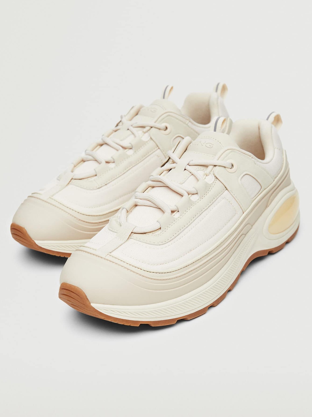 MANGO MAN Men Cream-Coloured Solid Sports Shoes