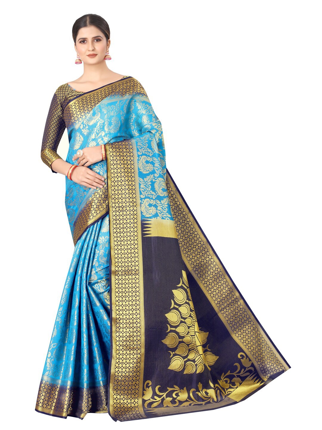 PERFECT WEAR Fluorescent Green & Navy Blue Ethnic Motifs Zari Silk Cotton Banarasi Saree
PERFECT WEAR Fluorescent Green & Navy Blue Ethnic Motifs Zari Silk Cotton Banarasi Saree