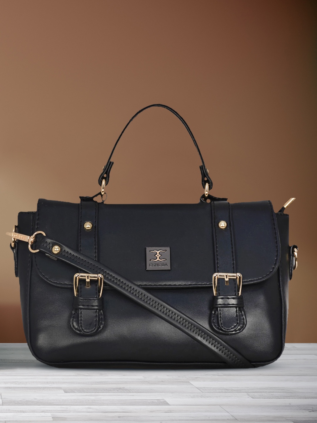 ESBEDA Black PU Structured Satchel