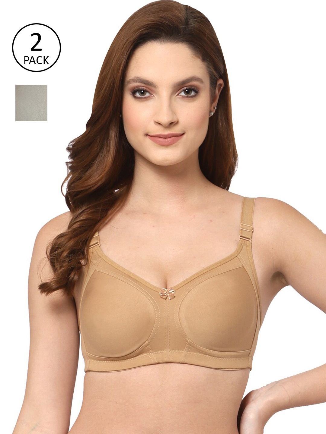 Floret Pack of 2 Non Padded Non-Wired Cotton Full Coverage Everyday Bra With Moulded Cups, Nude
Floret Pack of 2 Non Padded Non-Wired Cotton Full Coverage Everyday Bra With Moulded Cups, Nude