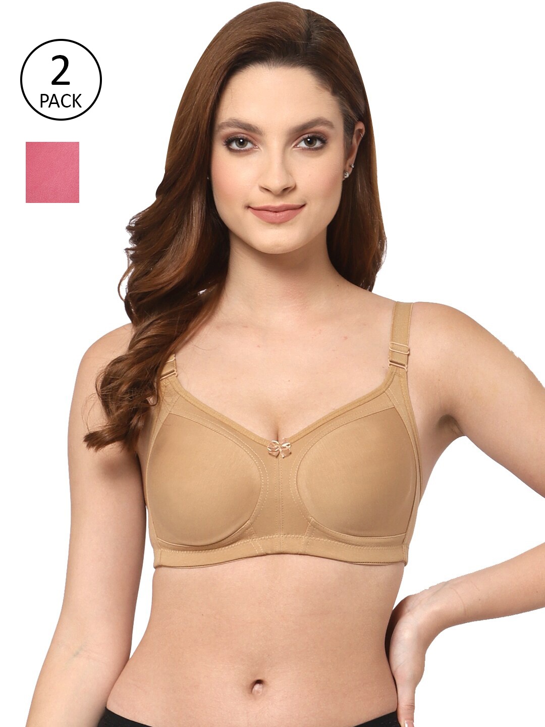 Floret Pack of 2 Non Padded Non-Wired Cotton Full Coverage Everyday Bra With Moulded Cups, Nude
Floret Pack of 2 Non Padded Non-Wired Cotton Full Coverage Everyday Bra With Moulded Cups, Nude