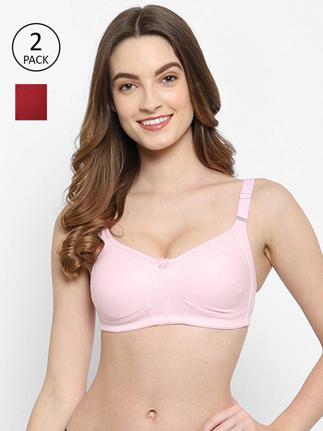 Floret Pack of 2 Non Padded Non-Wired Cotton Full Coverage Everyday Bra With Moulded Cups, Pink
Floret Pack of 2 Non Padded Non-Wired Cotton Full Coverage Everyday Bra With Moulded Cups, Pink