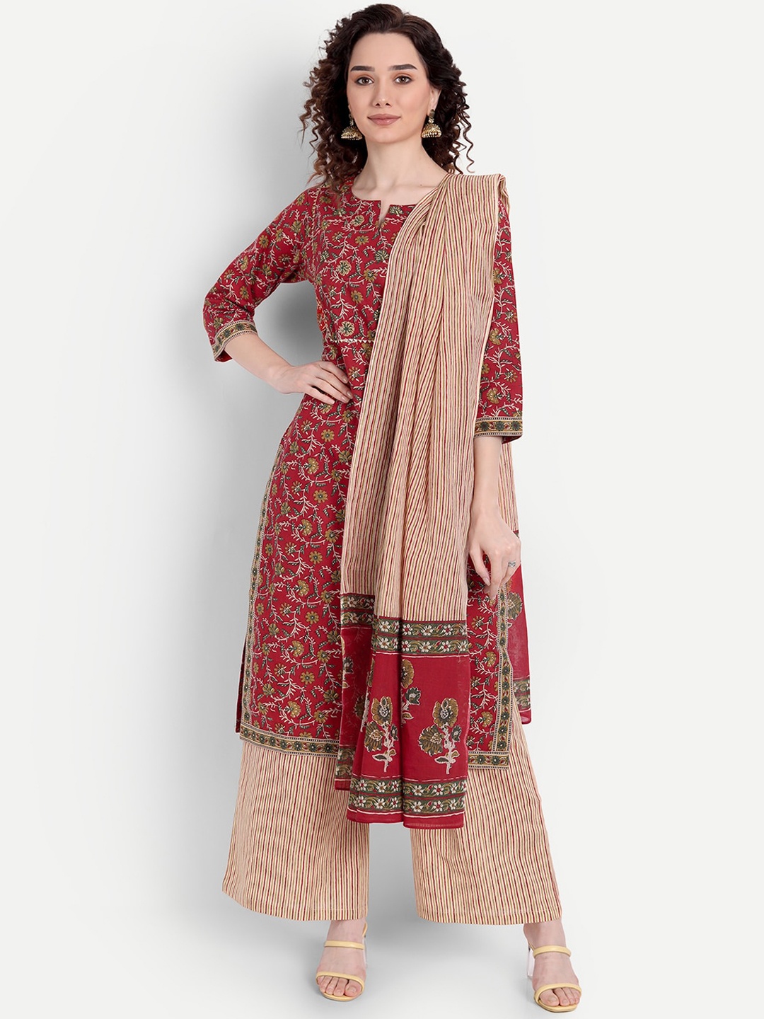 HK colours of fashion Women Red Ethnic Motifs Printed Layered Thread Work Pure Cotton Kurti with Palazzos &
HK colours of fashion Women Red Ethnic Motifs Printed Layered Thread Work Pure Cotton Kurti with Palazzos &