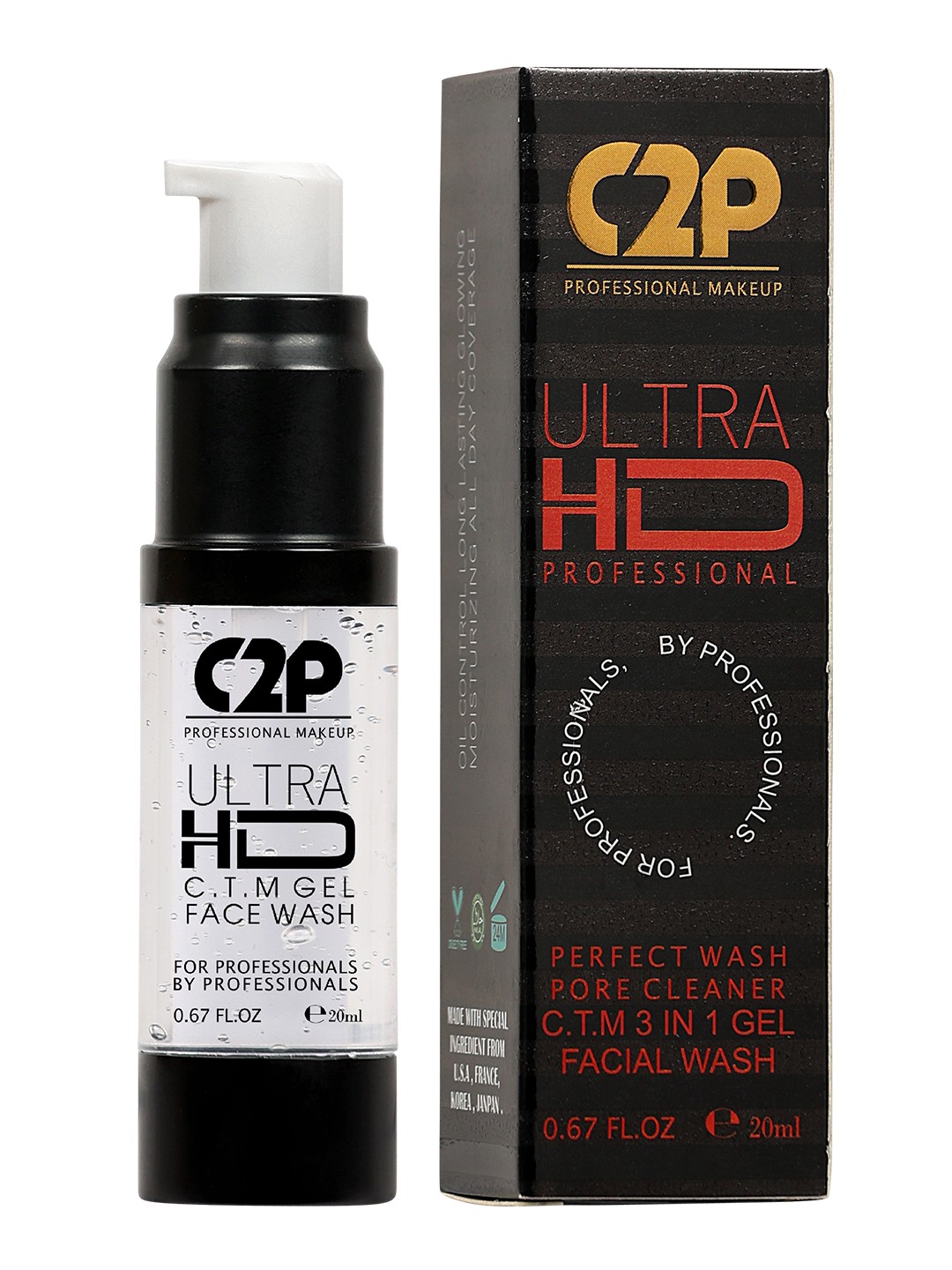 C2P PROFESSIONAL MAKEUP Ultra HD Cleanser Toner Moisturizer Face Wash 20ml, Transparent
C2P PROFESSIONAL MAKEUP Ultra HD Cleanser Toner Moisturizer Face Wash 20ml, Transparent