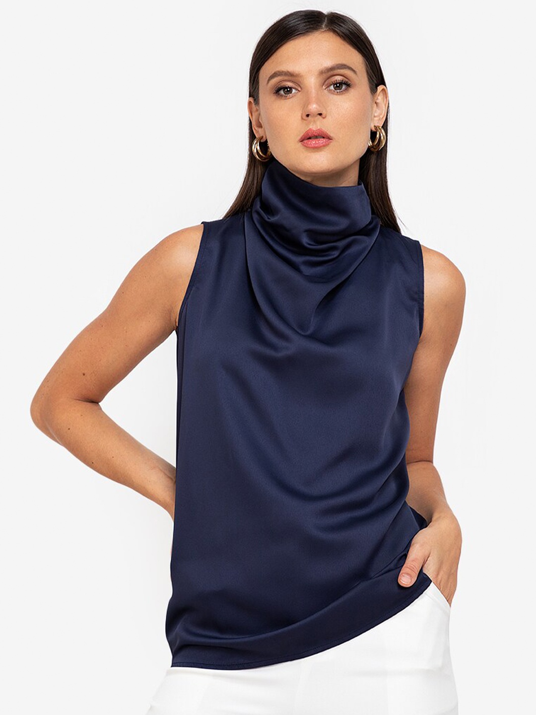 ZALORA WORK Women Navy Blue Solid Top