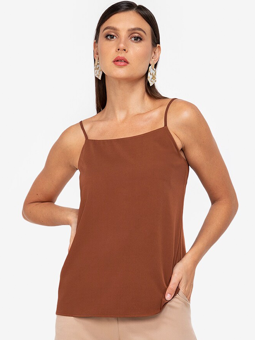 ZALORA WORK Women Brown Solid Top